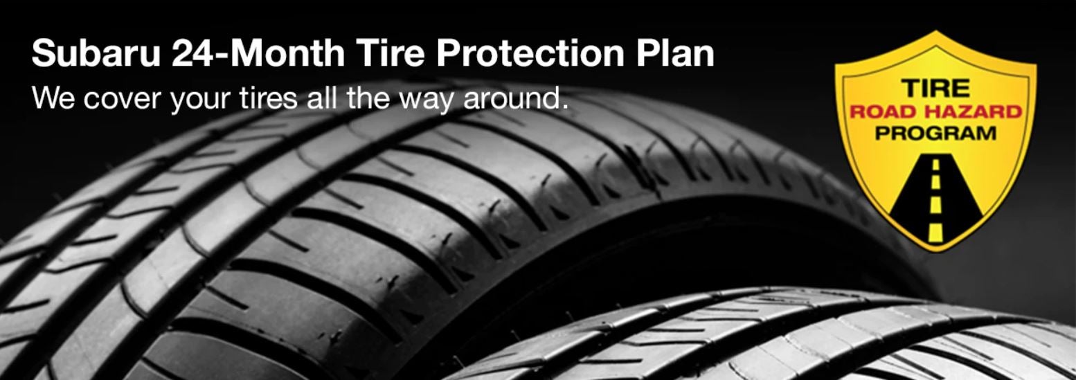 Subaru tire with 24-Month Tire Protection and road hazard program logo. | Sutherlin Subaru Huntington Beach in Huntington Beach CA