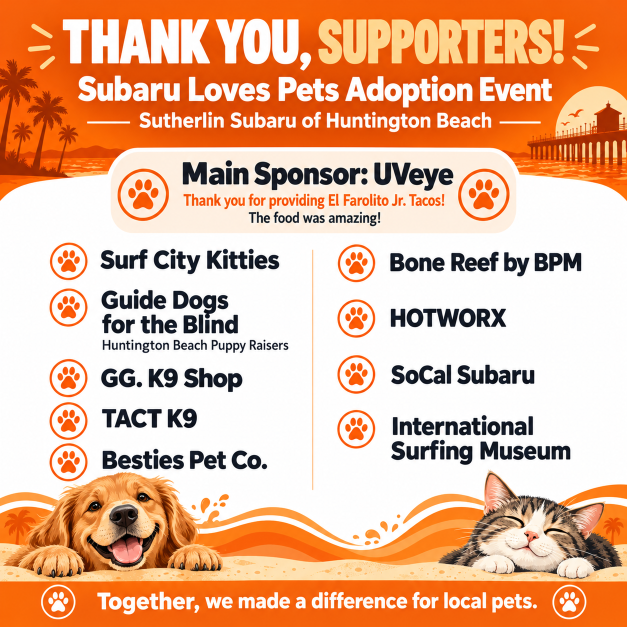 Sutherlin Subaru of Huntington Beach Subaru Loves Pets Thank You